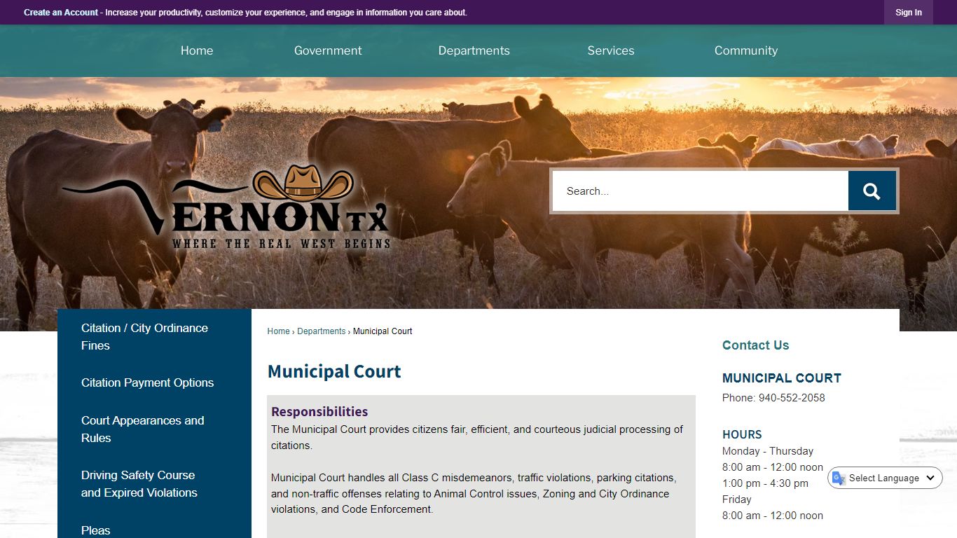 Municipal Court | Vernon, TX - Official Website